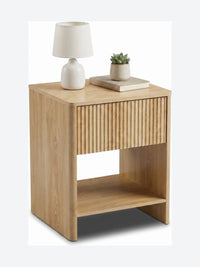 Japandi nightstand set with ribbed drawer front