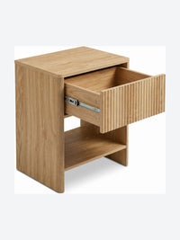 Japandi nightstand set with ribbed drawer front