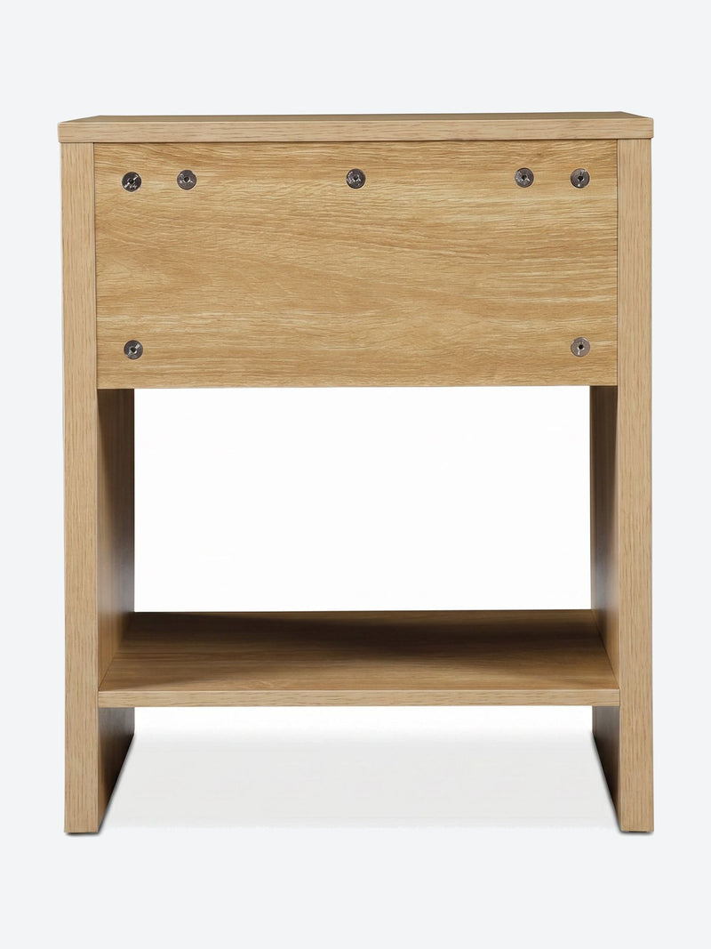 Japandi nightstand set with ribbed drawer front