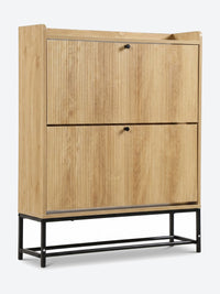 Japandi shoe cabinet with flip-down doors
