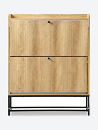 Japandi shoe cabinet with flip-down doors