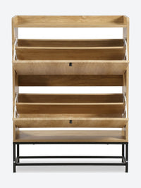 Japandi shoe cabinet with flip-down doors
