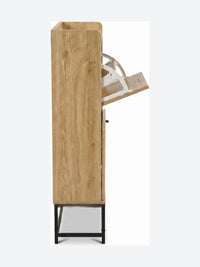 Japandi shoe cabinet with flip-down doors