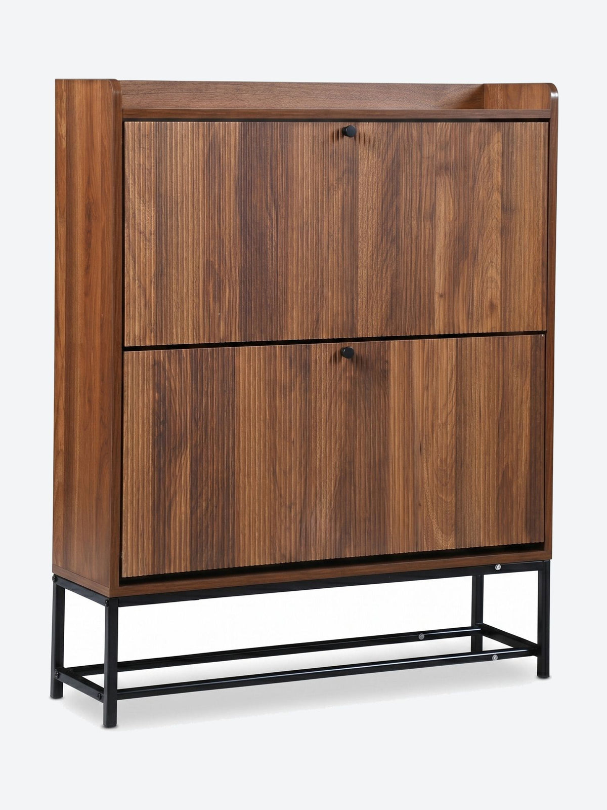 Japandi shoe cabinet with flip-down doors