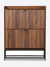 Japandi shoe cabinet with flip-down doors