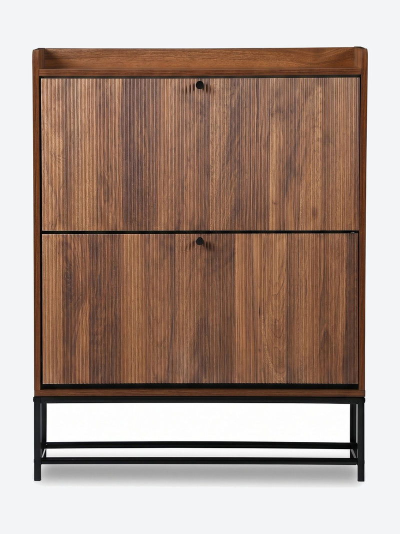 Japandi shoe cabinet with flip-down doors