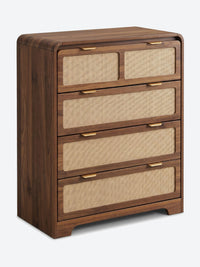 Japandi chest of drawers with rattan front panels