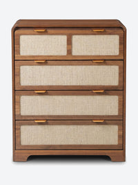 Japandi chest of drawers with rattan front panels