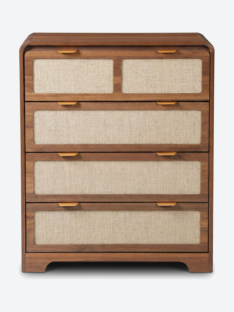 Japandi chest of drawers with rattan front panels