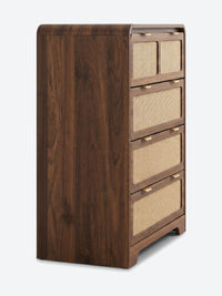 Japandi chest of drawers with rattan front panels