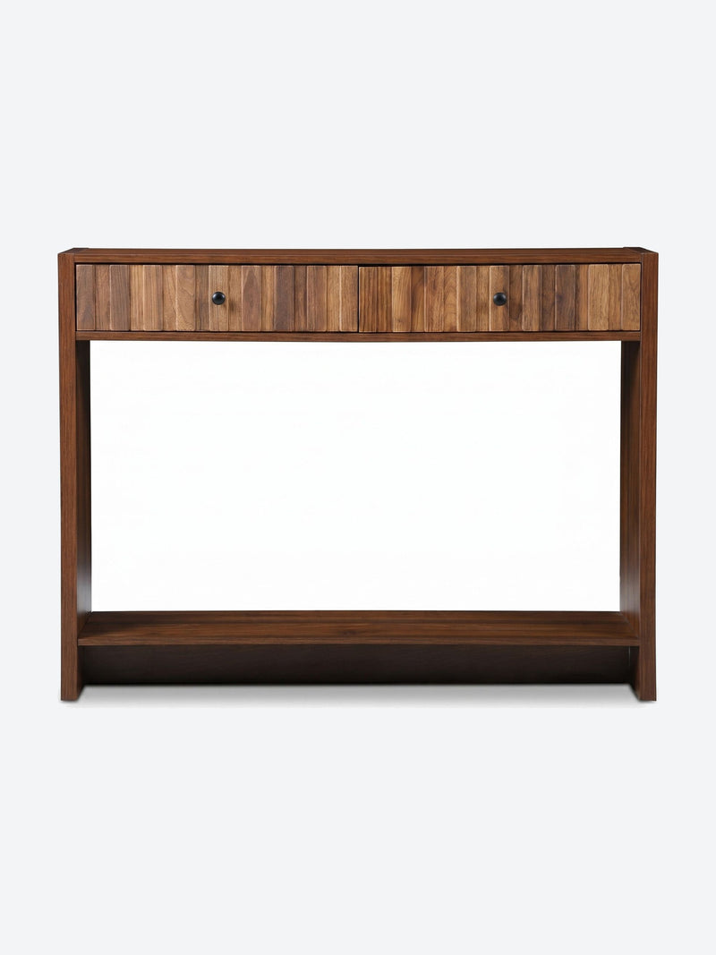 Table console Japandi avec tiroirs et étagère de rangement