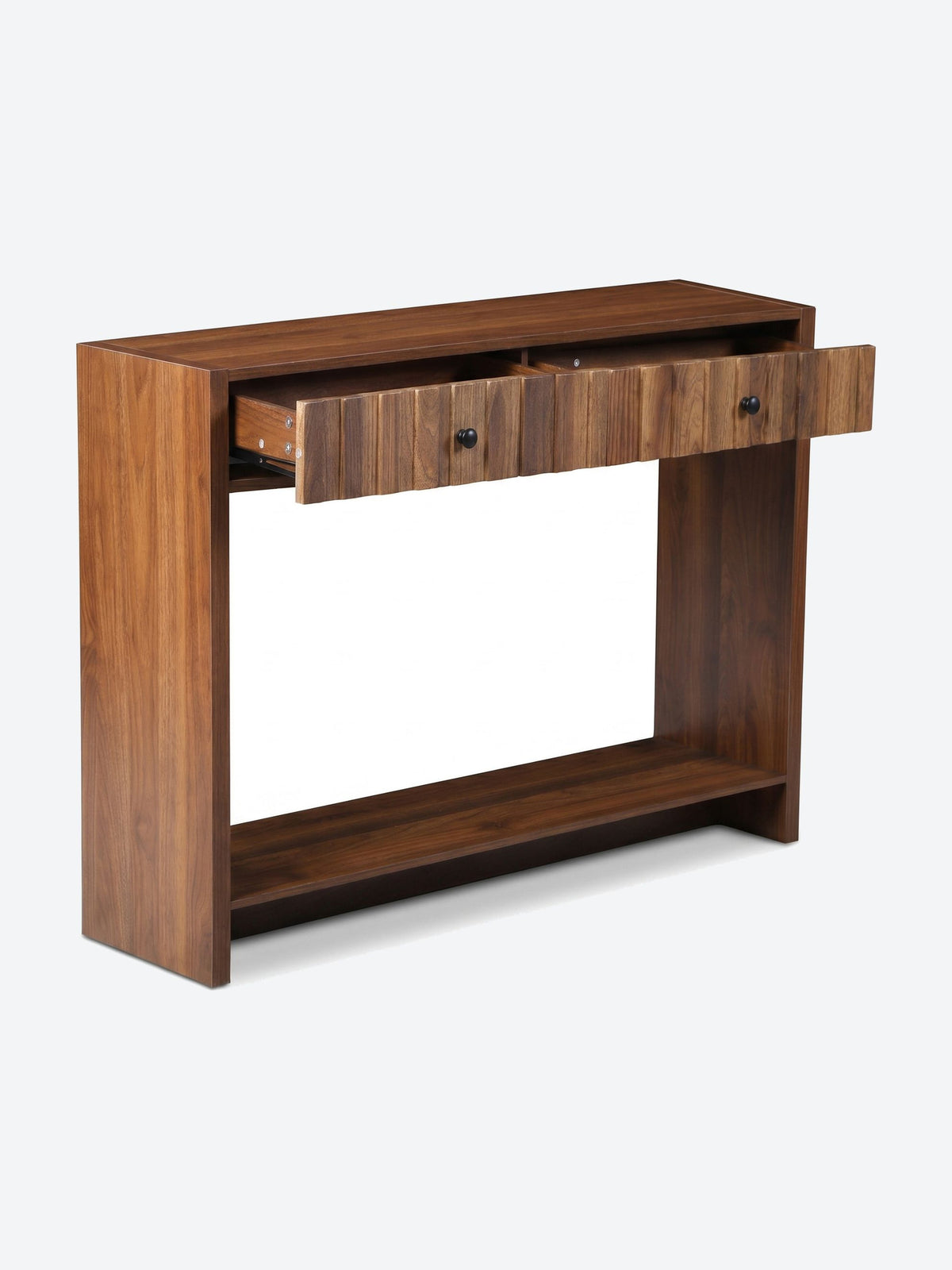 Table console Japandi avec tiroirs et étagère de rangement