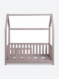 Children's house shaped bed with safety rails
