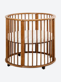 Round baby playpen with wheels and mattress