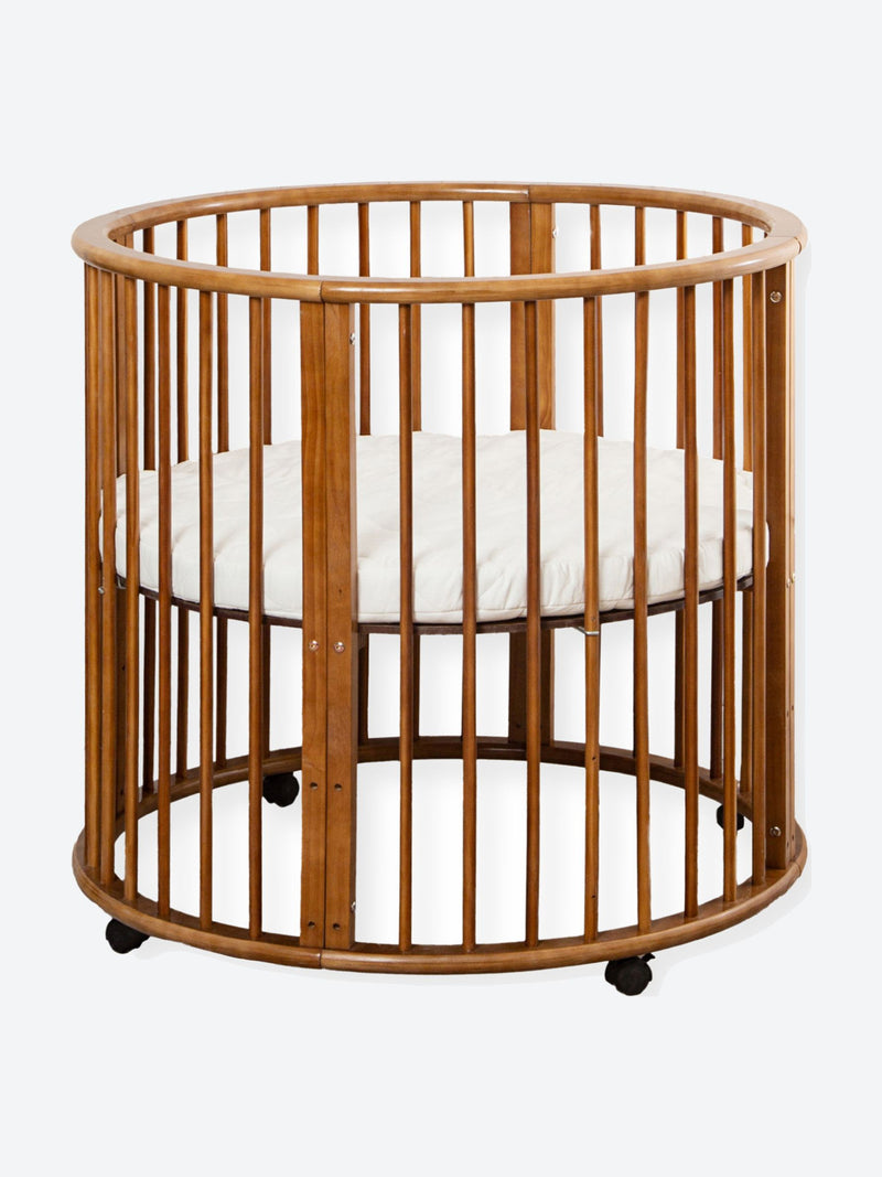 Rund babylegeplads med hjul og madras