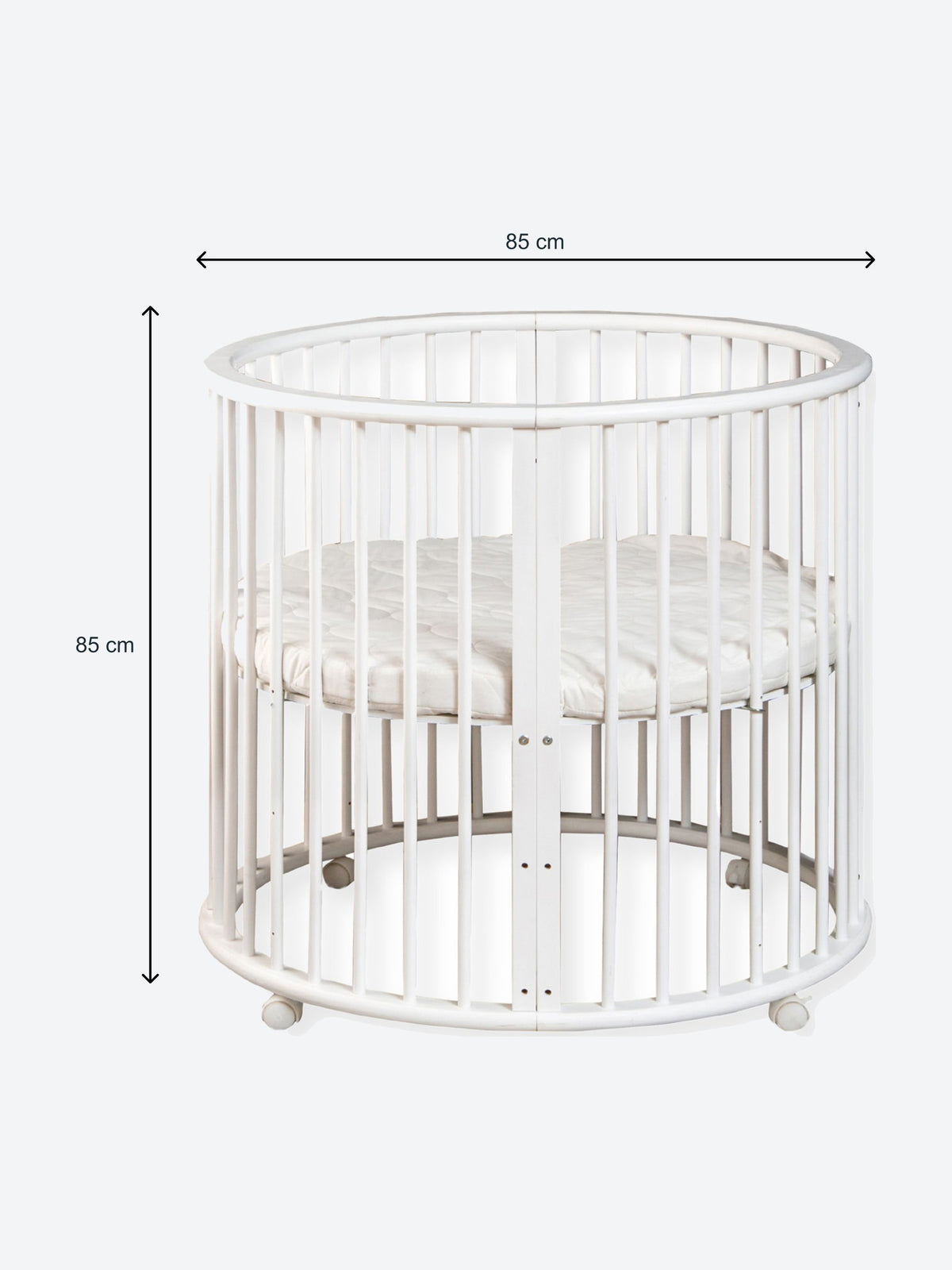 Round baby playpen with wheels and mattress