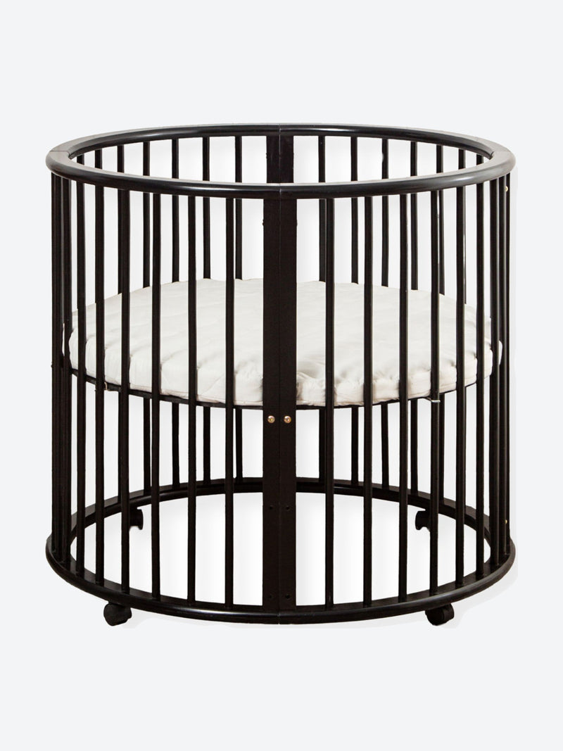 Round baby playpen with wheels and mattress