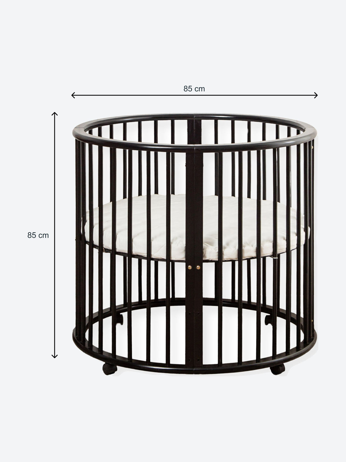 Round baby playpen with wheels and mattress