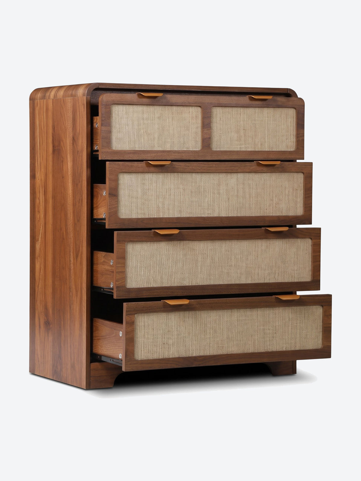 Japandi chest of drawers with rattan front panels