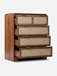Japandi chest of drawers with rattan front panels
