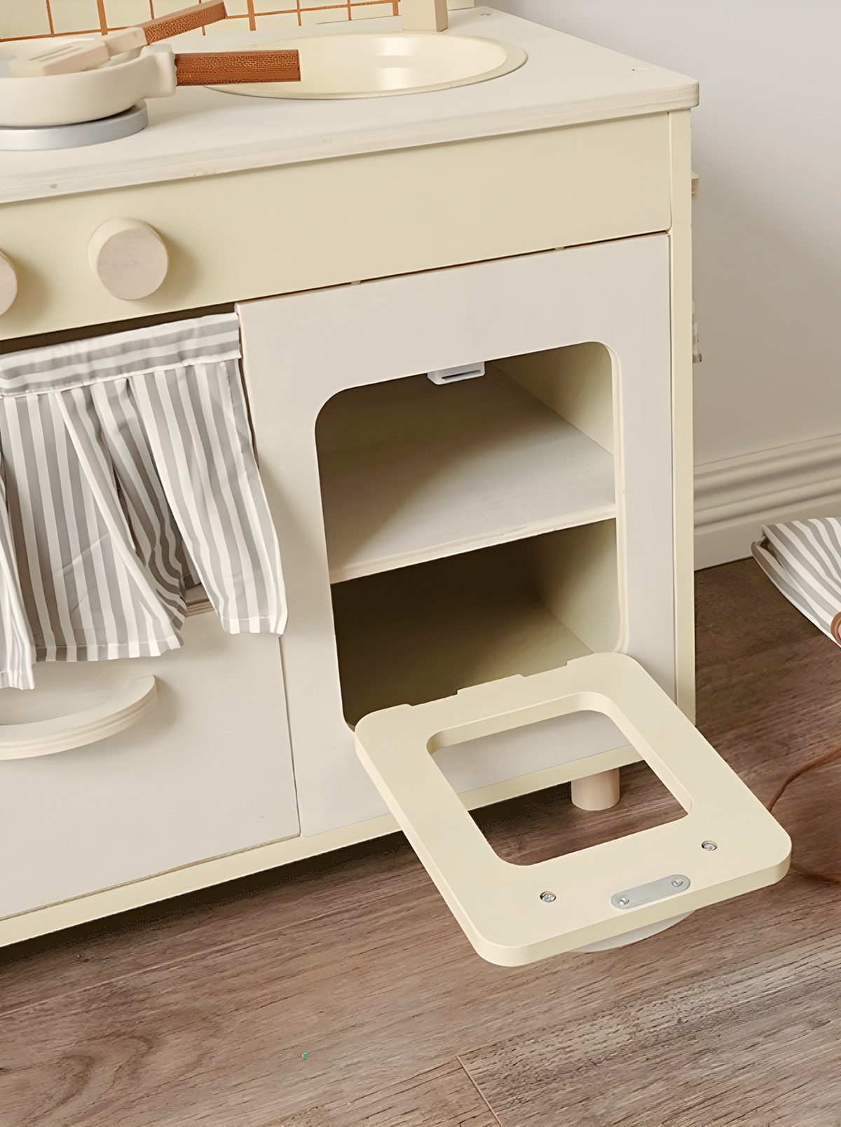 Wooden play kitchen with accessories