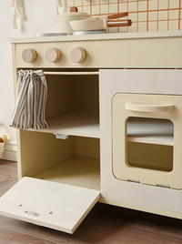 Wooden play kitchen with accessories