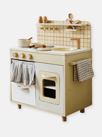 Wooden play kitchen with accessories