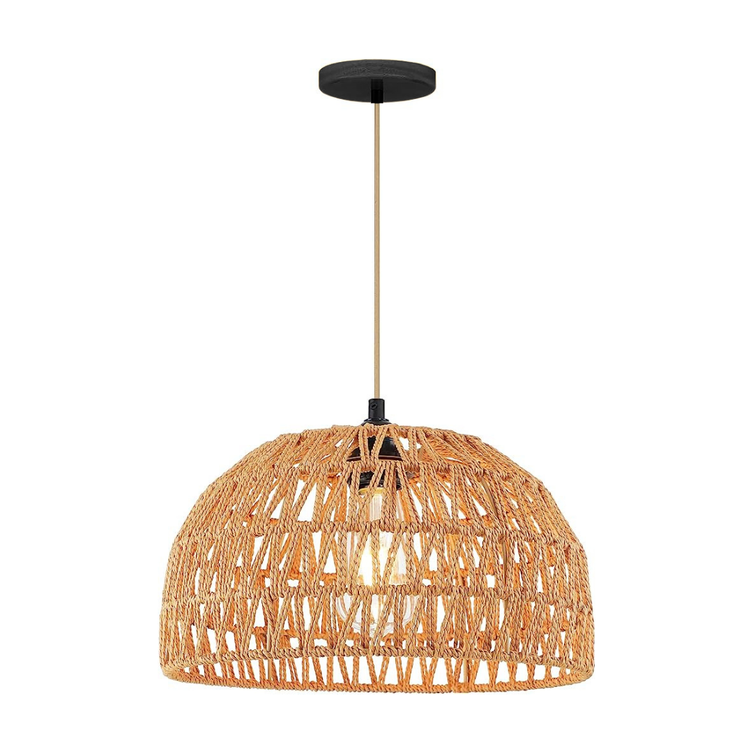 SensaHome MD85981-1 Hanging Lamp - Wooden Design Lamp - Adjustable Height - 40x18cm - E27 Fitting - Excluding Light Source