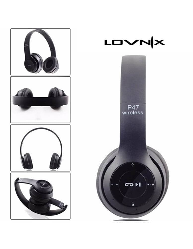 Lovnix P47 | Bluetooth høretelefoner | Trådløst headset | Trådløse hovedtelefoner | Sort