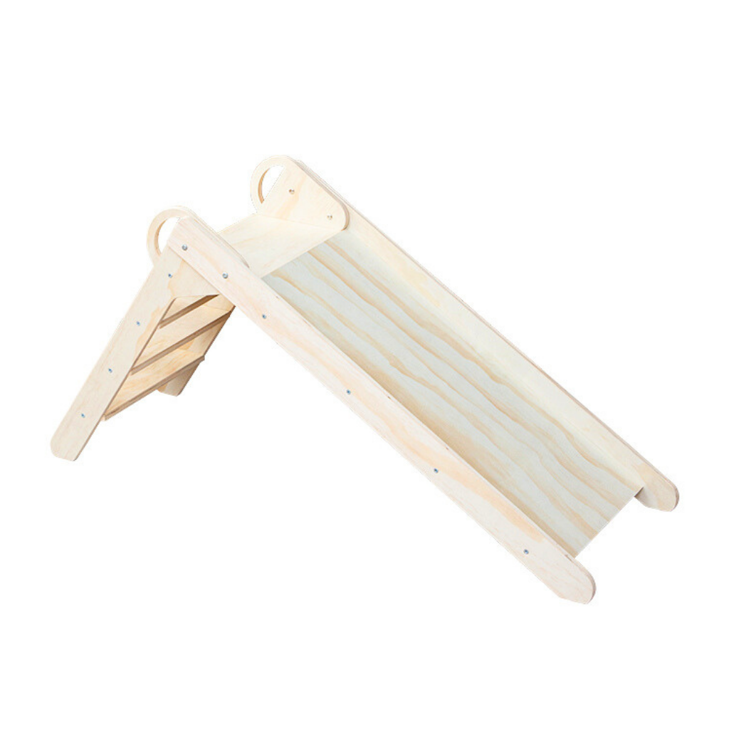 Dřevěná skluzavka Buxibo - Dětská skluzavka - Hračky Montesorrie - Vnitřní skluzavka 2 v 1 - 125x39x61cm