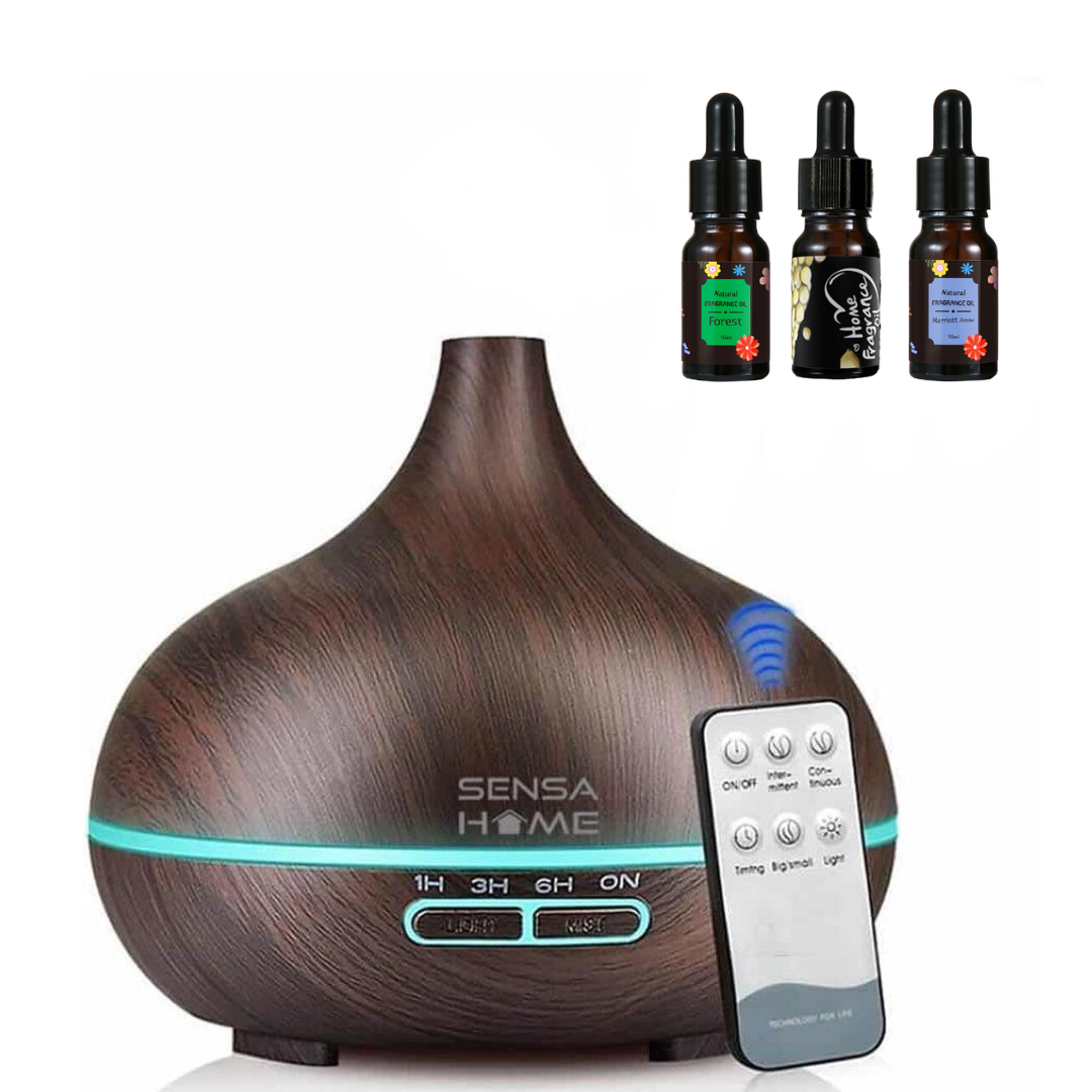 El difusor de aromas ZEN300 incluye 3 botellas de aceites esenciales.