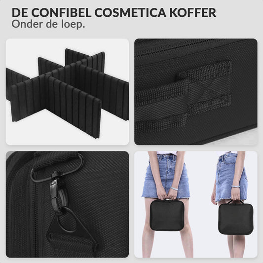 Makeup case with adjustable compartments