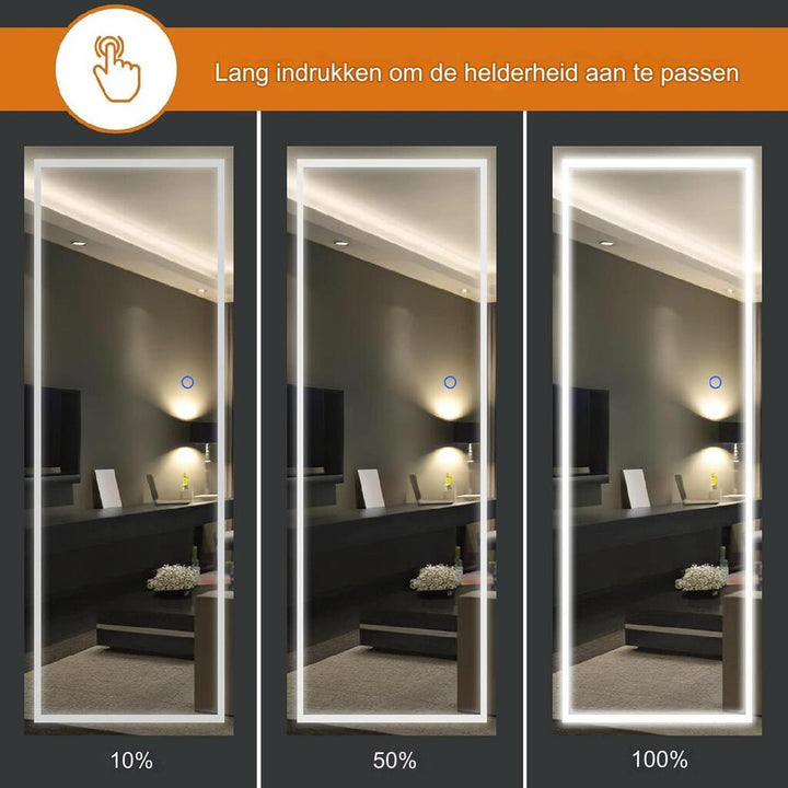 Standspiegel mit LED-Beleuchtung – nahtlos – dimmbar (50 x 160 cm)