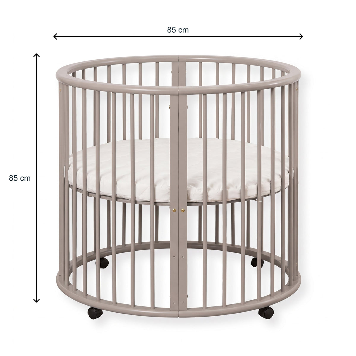 Round baby box with wheels and mattress