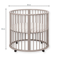 Round baby box with wheels and mattress