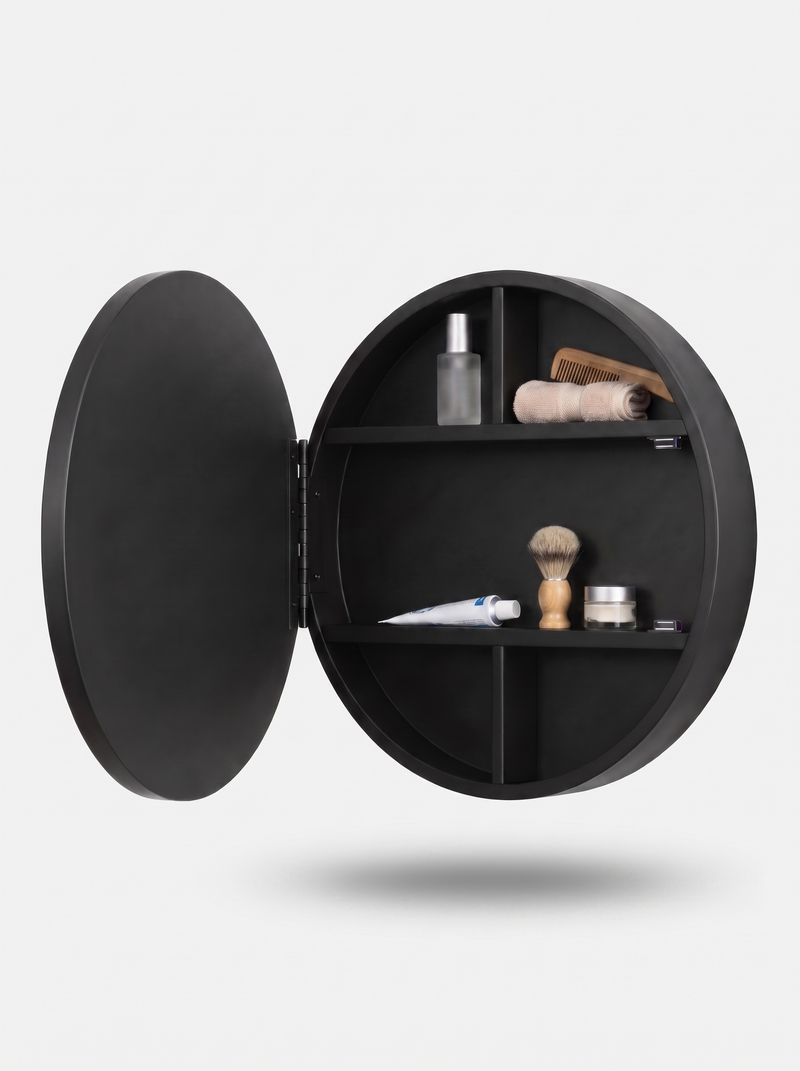 Round mirror cabinet Callan with LED lighting