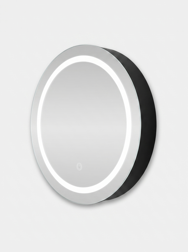 Round mirror cabinet Callan with LED lighting