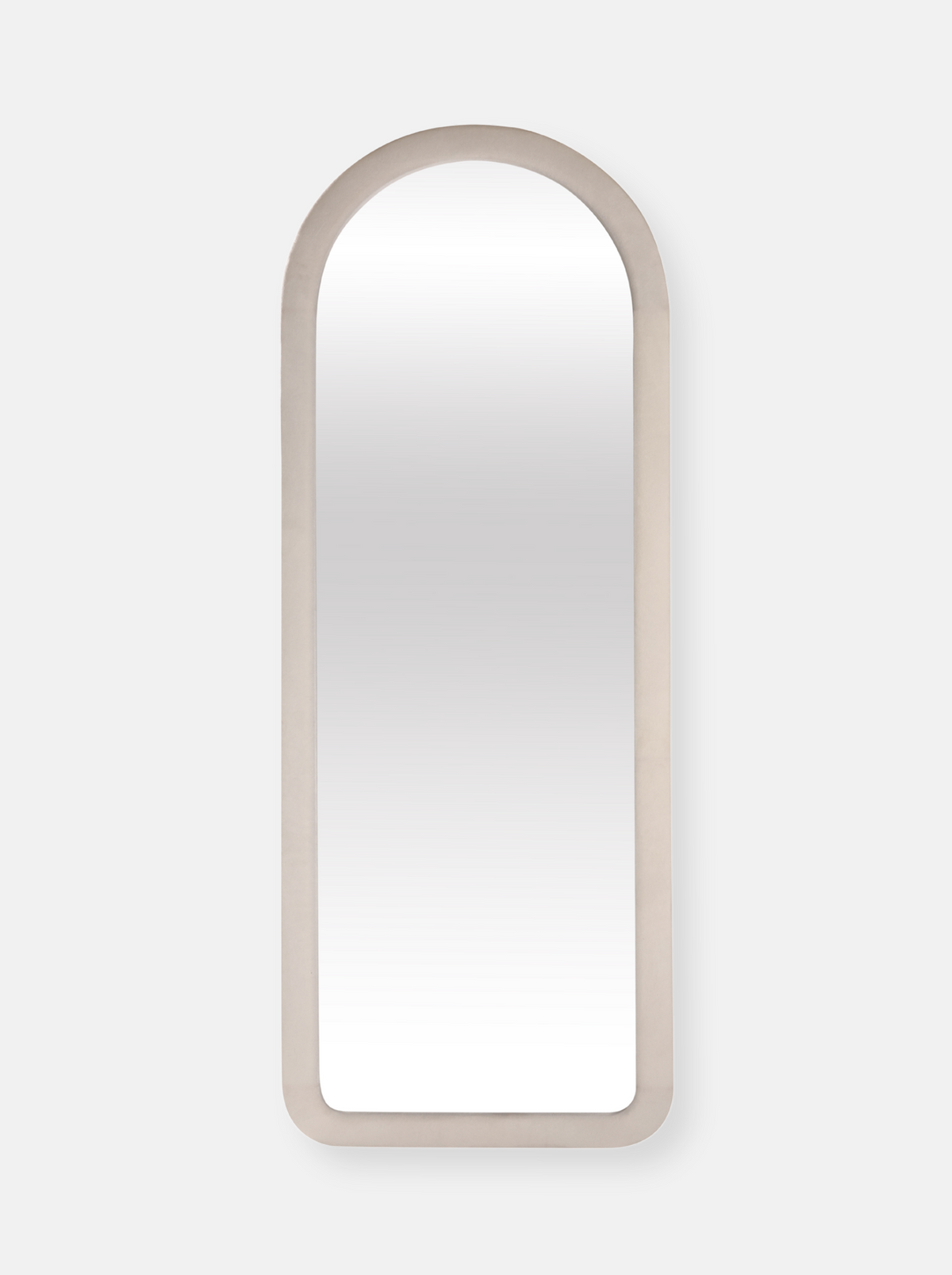 Miroir ovale sur pied Cleo avec revêtement en velours suédé