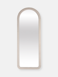 Miroir ovale sur pied Cleo avec revêtement en velours suédé
