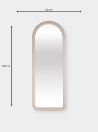 Miroir ovale sur pied Cleo avec revêtement en velours suédé