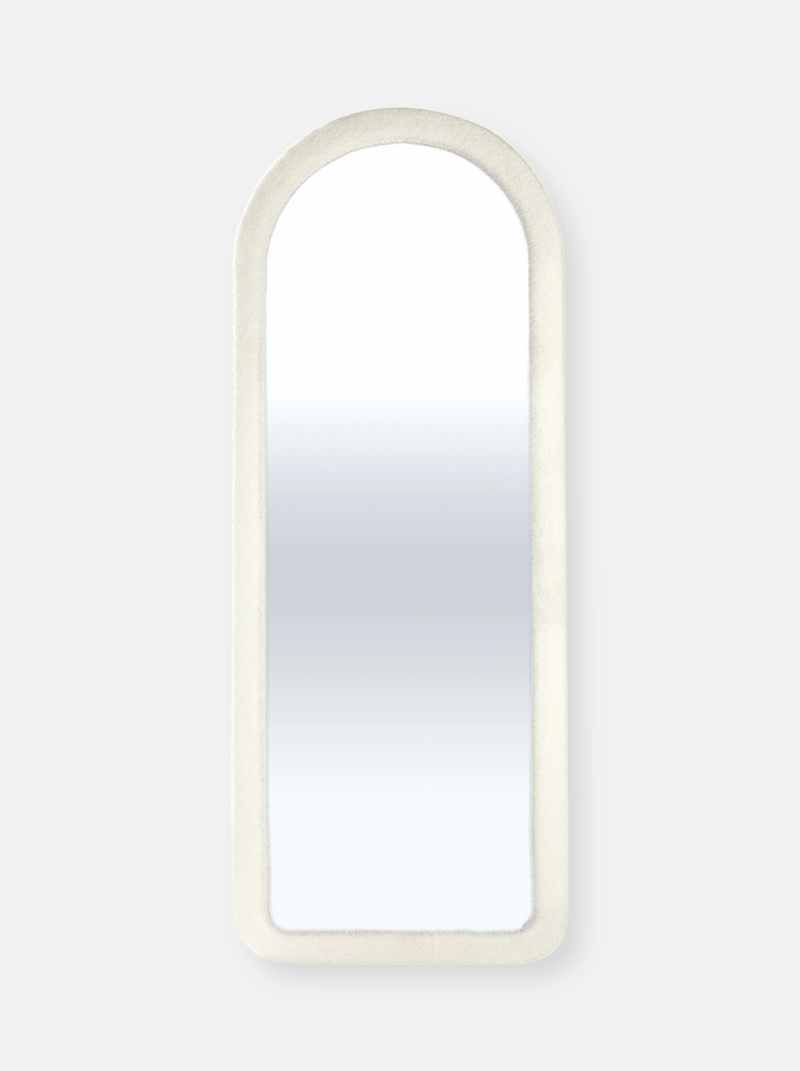 Miroir ovale sur pied Cleo avec revêtement en tissu Teddy