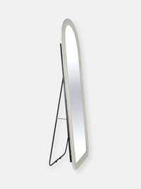 Miroir ovale sur pied Cleo avec revêtement en tissu Teddy
