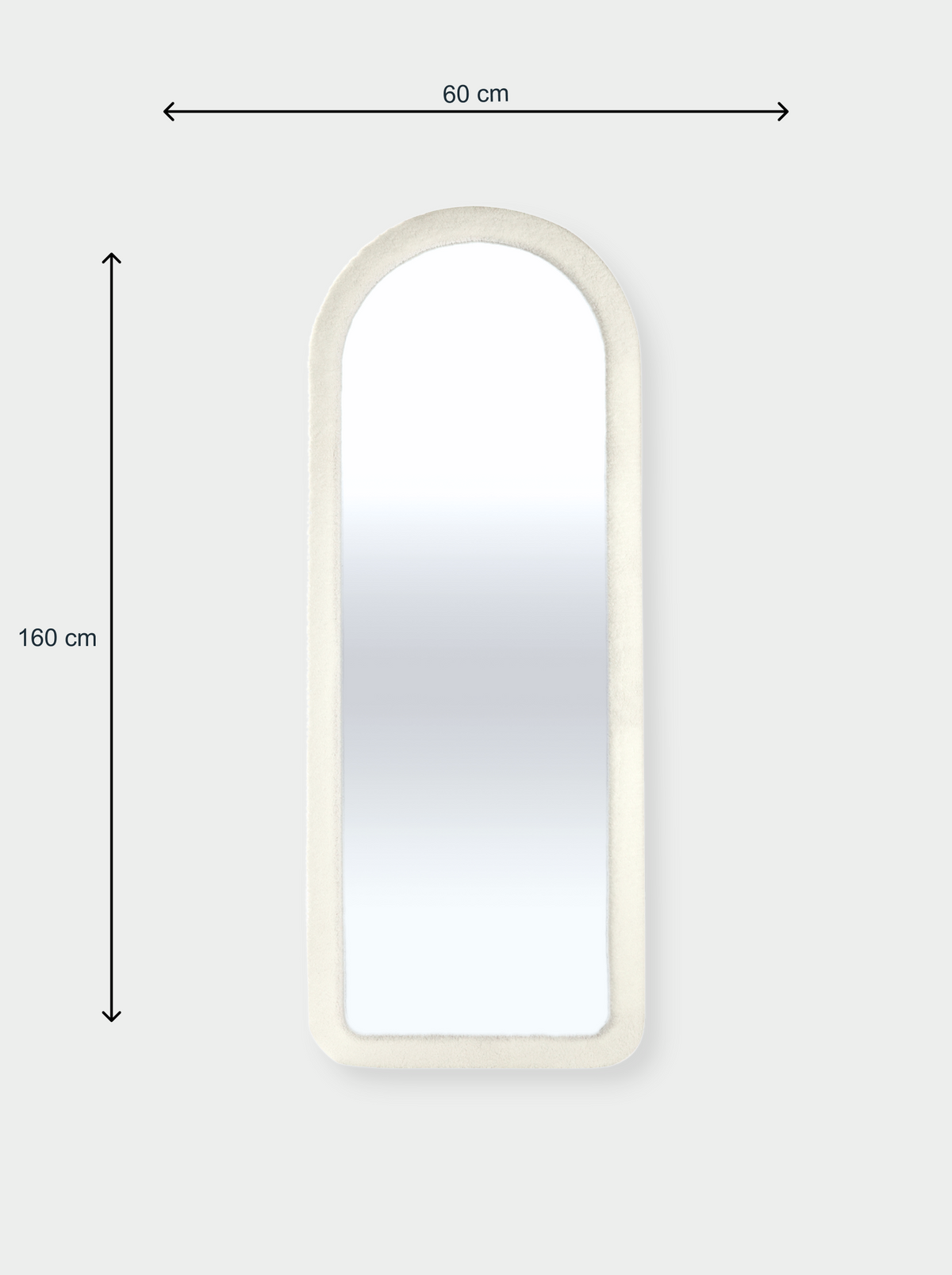 Miroir ovale sur pied Cleo avec revêtement en tissu Teddy