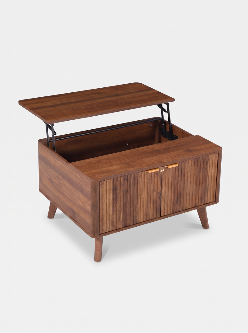 SensaHome Japandi lift-top coffee table walnut 80x65x45 cm