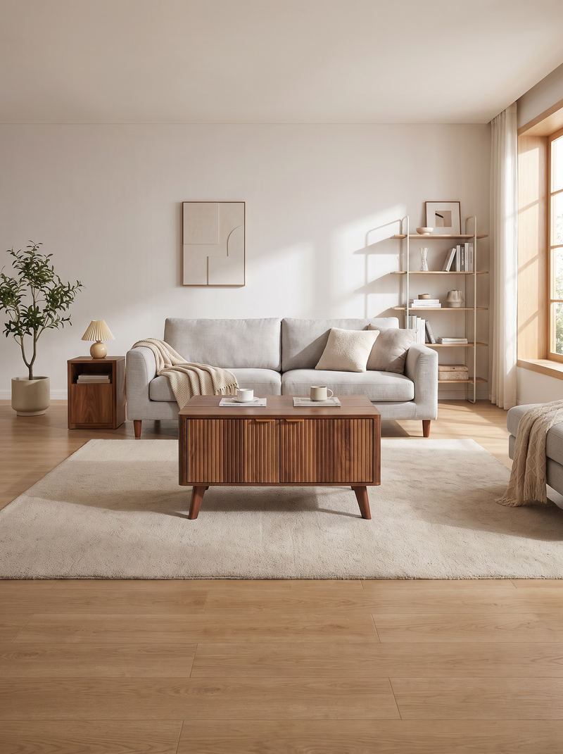 SensaHome Japandi lift-top coffee table walnut 80x65x45 cm