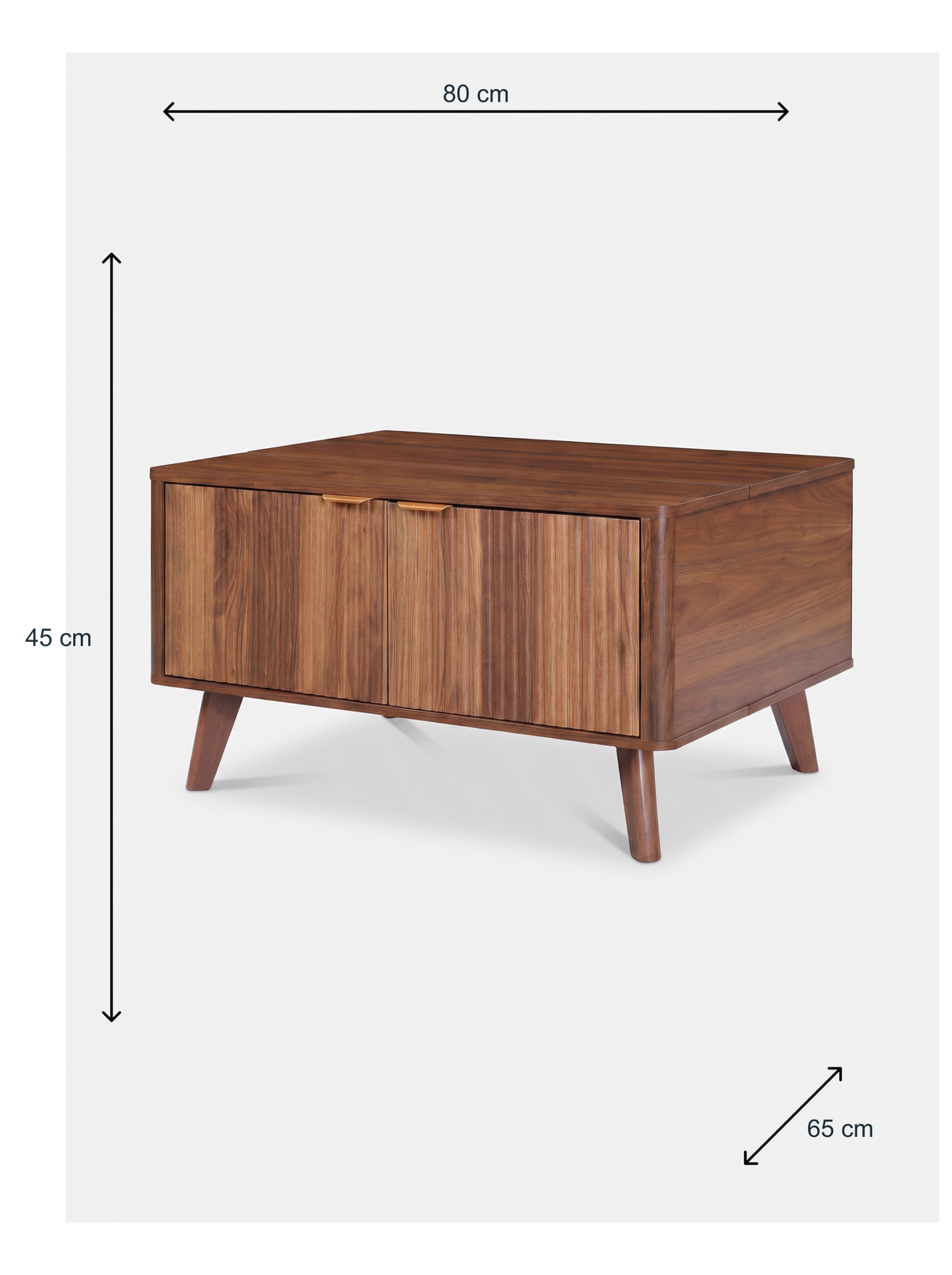SensaHome Japandi lift-top coffee table walnut 80x65x45 cm dimensions