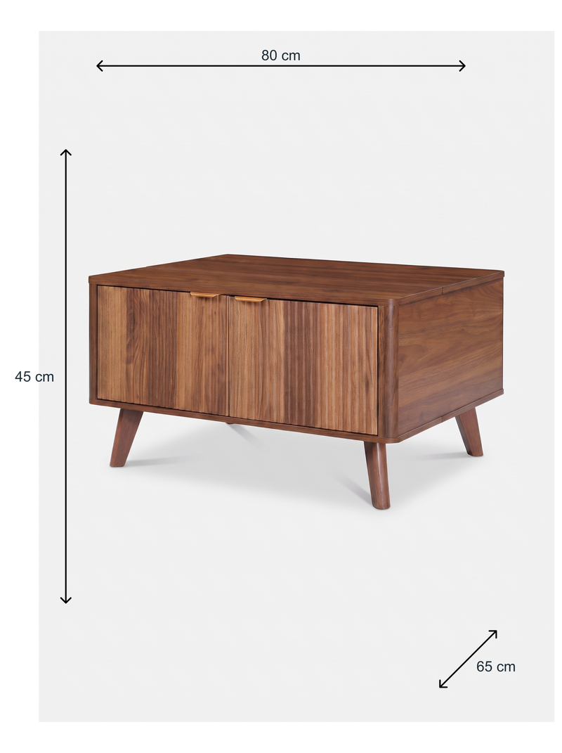 SensaHome Japandi lift-top coffee table walnut 80x65x45 cm dimensions