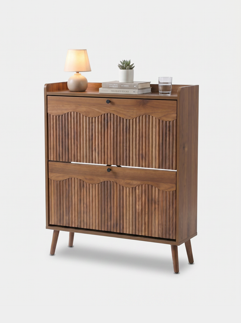 SensaHome Japandi shoe cabinet walnut 80x23.5x95 cm