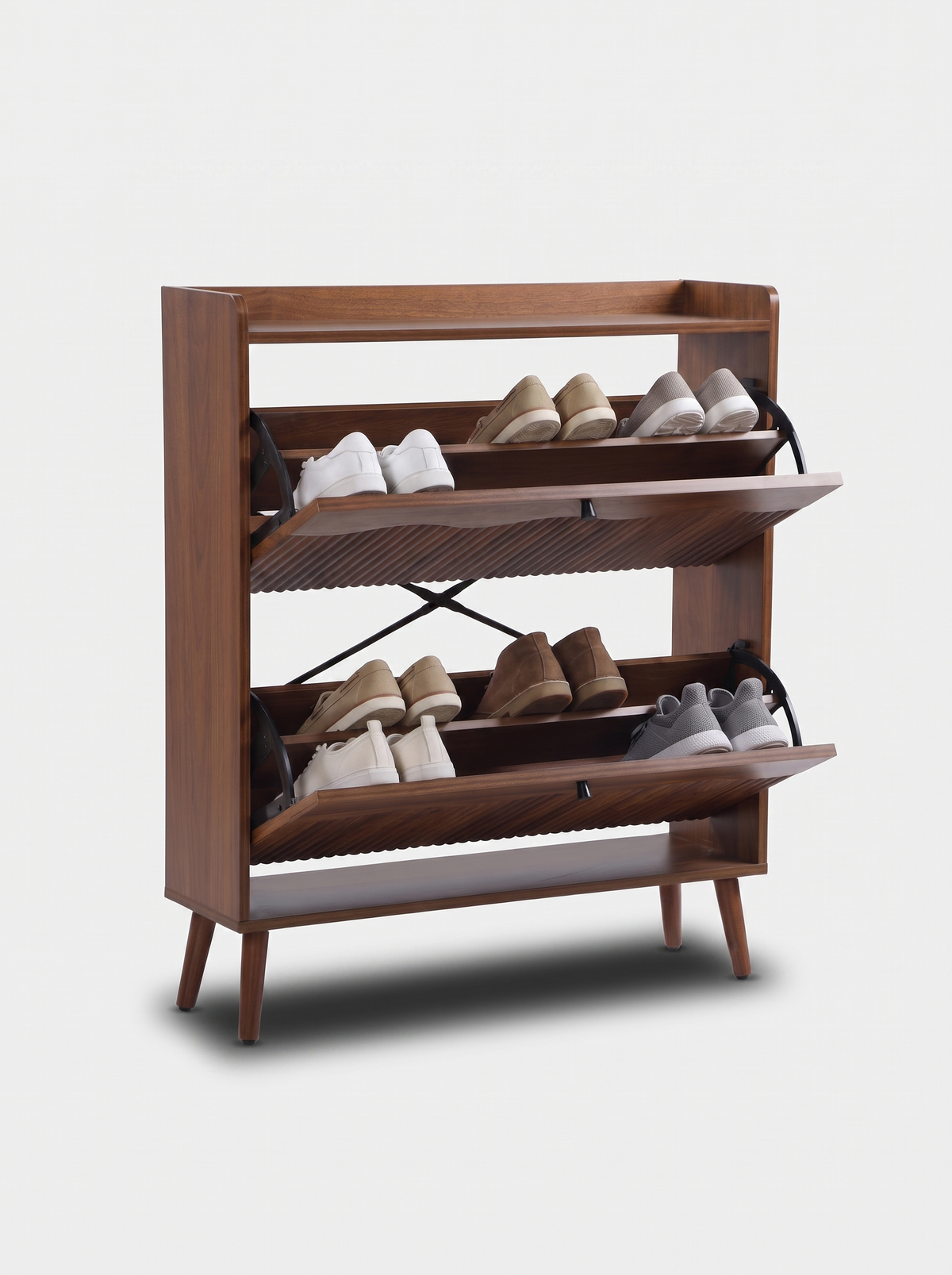 SensaHome Japandi shoe cabinet walnut 80x23.5x95 cm