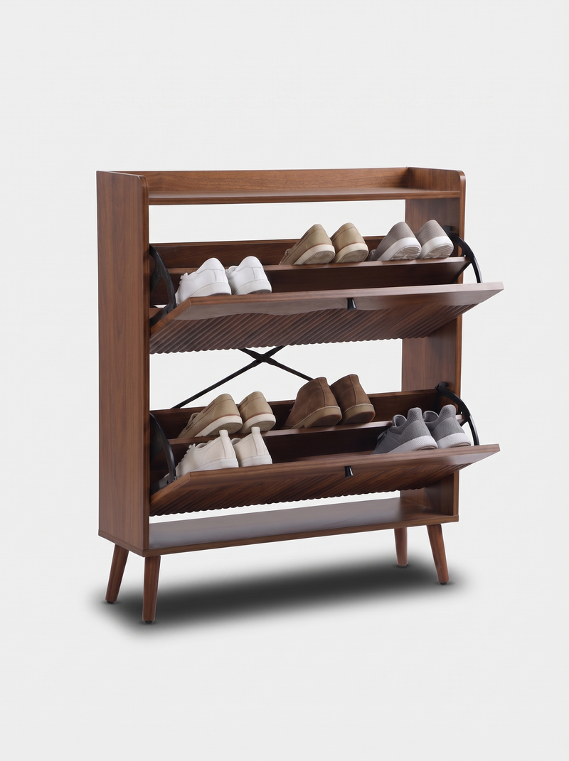 SensaHome Japandi shoe cabinet walnut 80x23.5x95 cm